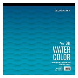 Grumbacher 12" x 12" Cold Press Watercolor Paper Pad, 140 lb. / 300 GSM, Tape-Bound, 30 Sheets/Pad, 1 Each