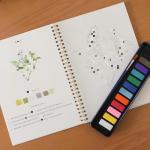 Watercolor Workbook, Watercolor Workbook for Adults, Beginner-Friendly Water color Workbooks, 16 Spiral-Bound Pages Water color Book with 12 Colors Paint & Brush