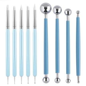 UUSYCUN 9PCS Sculpting Clay Dotting Tools, Dotting Tools for Painting Mandalas, 2-Way Ball Stylus Clay Tools for Embossing, Sculpting, Shaping, Nail Art, Polymer Clay, Pottery Crafts, Rhinestone, Rock