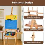 Somime Large Wooden H-Frame Studio Easel with Storage Drawer and Palettes, Solid Beechwood Painting Easel for Students, Beginners, and Artists, Hold Canvas to 36Inches High