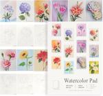RGBMIX 12 Sheets Flower Watercolor Paper Book 6x8'' Watercoloring Paper Arts Water Coloring Pad Paint Stress-Relief Painting Pad Art Painting Supplies Ideal for Beginners