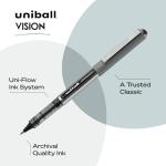 uni-ball Vision Stick Roller Ball Pens, Fine Point, Black Ink, Pack of 4