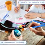 Small Paint Brush, 80 Pcs Flat & Round Acrylic Paint Brushes Bulk for Touch Up Watercolor Oil Canvas Face Painting, Paint Brushes for Kids Classroom Students and Paint Parties