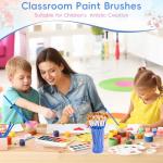 Small Paint Brush, 80 Pcs Flat & Round Acrylic Paint Brushes Bulk for Touch Up Watercolor Oil Canvas Face Painting, Paint Brushes for Kids Classroom Students and Paint Parties