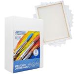 FIXSMITH Stretched White Blank Canvas - 12 x 16 Inch, Bulk Pack of 8, Primed, 100% Cotton, 5/8 Inch Profile of Super Value Pack for Acrylics,Oils & Other Painting Media.