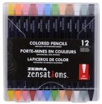 Zebra Zensations Mechanical Colored Pencils, 2.0mm Point Size, Assorted Colored Lead, 12-Count