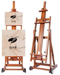 DJAR Extra Large Studio Painting Easel, Premium Beech Wood Movable & Tilting Flat, Adjustable Floor H-Frame Art Easel for Adults, Artists, Hold Canvas up to 78", Walnut