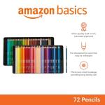 Amazon Basics Colored Pencils for Coloring and Drawing, Premium, Soft Core, Back to School Supplies, 72 Count (Pack of 1), Multicolor
