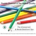 KALOUR PDAS 24 Premium Colored Charcoal Pencils Drawing Set, Quality Pastel Chalk Pencils, Skin Tone Colored, for Coloring, Sketching, Drawing, Layering & Blending for Beginners & Artists