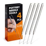KETAR 4Pcs Pottery Needle Tool – 6.3 Inches Needle Tools for Clay, Durable Stainless Steel Tips, Non-Slip Grip & Protective Sleeve, Easy to Clean for Ceramics, Sculpting, DIY Craft & Detailed Carving