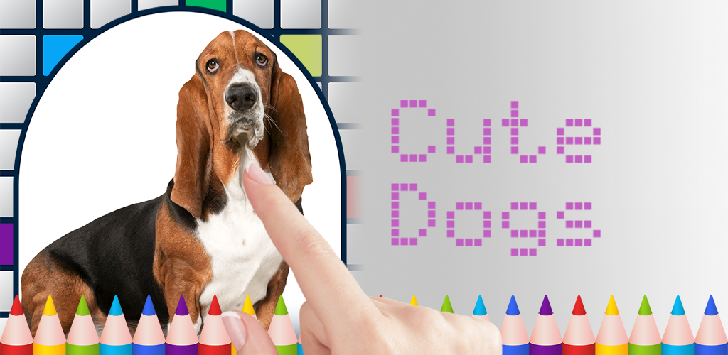 Cute Dogs Color by Number - FREE Pixel Art Game - Coloring Book Pages - Happy, Creative & Relaxing - Paint & Crayon Palette - Zoom in & Tap to Color - Share Creations with Friends!