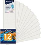 Artkey Canvas Panels 4x12 Inch 12-Pack, 10 oz Primed 100% Cotton White Blank Canvases for Painting, Long Flat Canvas Boards for Oil Acrylics Watercolor & Tempera Paints
