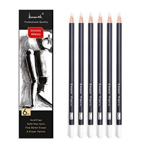 Brusarth Eraser Pencils Set - Professional 3pc Erasing Small Details or Add Highlights for Sketching, Colored Pencils, Charcoal Drawings. Fine Detail Eraser for Beginners & Artists