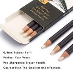 Brusarth Eraser Pencils Set - Professional 3pc Erasing Small Details or Add Highlights for Sketching, Colored Pencils, Charcoal Drawings. Fine Detail Eraser for Beginners & Artists