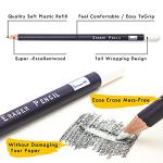 Brusarth Eraser Pencils Set - Professional 3pc Erasing Small Details or Add Highlights for Sketching, Colored Pencils, Charcoal Drawings. Fine Detail Eraser for Beginners & Artists
