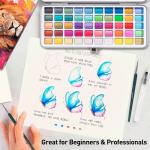 Watercolor Paint Set 100 Colors botkc Travel Water Colors kit with 7 Brushes 8 Watercolor papers Palette set Including Metallic and Accessories Art Supplies Gifts for Kids Artists Teens Adults and Hobbyists