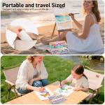 Watercolor Paint Set 100 Colors botkc Travel Water Colors kit with 7 Brushes 8 Watercolor papers Palette set Including Metallic and Accessories Art Supplies Gifts for Kids Artists Teens Adults and Hobbyists