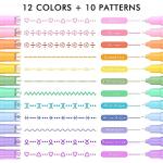 AOROKI 12 Pastel Colored Curve Highlighter Pen Set, 10 Different Shapes Dual Tip Aesthetic and Cute Markers for Kids Adults Journaling Drawing Note Taking Planner Scrapbook Art School Supplies