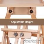 Somime Large Horizontal Wooden H-Frame Studio Easel with Storage Drawer and Palettes, Solid Beechwood Painting Easel for Students, Beginners, and Artists, Hold Canvas to 50Inches High