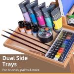 Somime Large Horizontal Wooden H-Frame Studio Easel with Storage Drawer and Palettes, Solid Beechwood Painting Easel for Students, Beginners, and Artists, Hold Canvas to 50Inches High