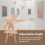 Somime Large Horizontal Wooden H-Frame Studio Easel with Storage Drawer and Palettes, Solid Beechwood Painting Easel for Students, Beginners, and Artists, Hold Canvas to 50Inches High