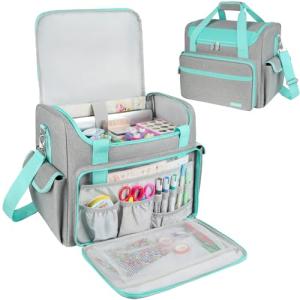 Craft Bag for Scrapbook Supplies, Large Scrapbook Tote with 15.6'' Laptop Sleeve, Art Supply Storage Bag with Multiple Pockets for Scrapbooking Tools, Gray