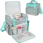 Craft Bag for Scrapbook Supplies, Large Scrapbook Tote with 15.6'' Laptop Sleeve, Art Supply Storage Bag with Multiple Pockets for Scrapbooking Tools, Gray