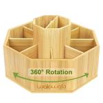walowalo Bamboo Rotating Art Supply Organizer Holds 800+ Pencils Spinning Crayon 160 Marker Organzier Holder Christmas Gift Desk Brush Storage for Office Classroom Organization Stationary (Larger VER)