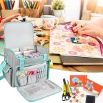 Craft Bag for Scrapbook Supplies, Large Scrapbook Tote with 15.6'' Laptop Sleeve, Art Supply Storage Bag with Multiple Pockets for Scrapbooking Tools, Gray