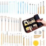 52 Clay Pottery Tool, Ceramic Sculpting Tools with Brushes, DIY Clay Tools Set for Carving, Craft, Dotting, Drawing, Shaping, Molding