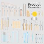 52 Clay Pottery Tool, Ceramic Sculpting Tools with Brushes, DIY Clay Tools Set for Carving, Craft, Dotting, Drawing, Shaping, Molding