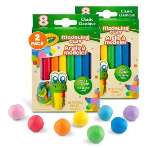 Reusable Modeling Clay Sticks Classic Colors 2 Pack - Non Dry Assorted Vibrant Rainbow Colors Dough Clay Variety Pack - 9.6oz