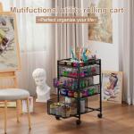 Rolling Utility Cart with 4 Drawers, Craft Organizer and Storage Carts with DIY Divider, Lockable Wheels Storage Organizer for Art Supplies, Store for Brushes & Paints & Small Parts(Patent Pending)