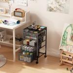 Rolling Utility Cart with 4 Drawers, Craft Organizer and Storage Carts with DIY Divider, Lockable Wheels Storage Organizer for Art Supplies, Store for Brushes & Paints & Small Parts(Patent Pending)
