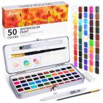 Joyooss Watercolor Paint Set 50 Colors, Art Supplies Watercolors Paint Kit for Adults, Portable Travel Water Colors with Paint Brushes, Drawing Supplies for Teens Artists Beginners and Professionals