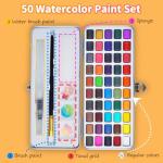Joyooss Watercolor Paint Set 50 Colors, Art Supplies Watercolors Paint Kit for Adults, Portable Travel Water Colors with Paint Brushes, Drawing Supplies for Teens Artists Beginners and Professionals