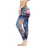 Irisjudy Painting Waterlilies Print Yoga Pants Oil Paint Art Flowers High Waisted Leggings for Women Workout Gym Sweatpants