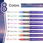 WRITECH Liquid Ink Rollerball Pens: 8ct Assorted Colors Extra Fine Point Tip 0.5mm Rolling Pen for Smooth Writing Coloring Drawing Journaling No Bleed & Smear &Smudge Multi Colored