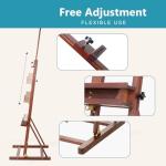 Somime H-Frame Studio Easel, Beechwood Artist Easel Storage Tray, Adjustable Floor Easel Stand Holding Canvas up to 51Inches for Painting, Brown