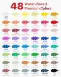 JusArt 48 Colors Acrylic Paint Markers with Canvas Bag, Water-Based No-Bleed Paint Pens with Automatic Ink Control, Waterproof Brush Tip Markers for DIY Art & Crafts -Fabric, Rock, Wood, Glass, Metal