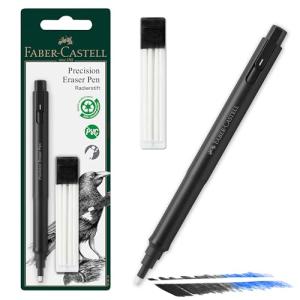 Faber-Castell 185610 - Eraser Pen Precision Eraser Pen, Includes Refill Eraser, for Professionals and Hobby Artists, White
