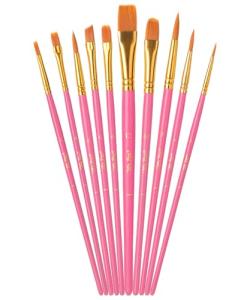Mr. Pen- Artist Paint Brushes for Acrylic Painting, 10 pcs, Berry Bloom Ergonomic Wooden Handle, Synthetic Bristles in Different Sizes & Shapes, Watercolor Brushes