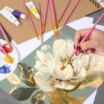 Mr. Pen- Artist Paint Brushes for Acrylic Painting, 10 pcs, Berry Bloom Ergonomic Wooden Handle, Synthetic Bristles in Different Sizes & Shapes, Watercolor Brushes