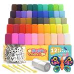 Air Dry Clay for Kids & Adults - Magic Modeling Clay Kit: 50 Vibrant Colors, 100 Googly Eyes, Soft & Safe Material - Creative Fun Arts and Crafts Set