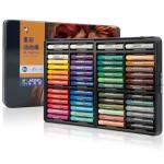 Marie's 48 Colors Oil Pastels with 4 Bonus White Pencils in Tin Box,Vibrant Colors for Smooth Blending & Layering, Oil Pastels for Artists, Students, Teachers & Beginners (10x70mm)