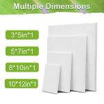 4 Packs Stretched Canvases for Painting with 3x5in,5x7in,8x10in,10x12in, Primed Canvas,Blank Painting Canvas for Oil & Acrylic Paint.