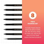 Sakura Pigma Sensei Manga Drawing Kit - Archival Black Ink Pens - Pens for Drawing Manga, Cartoon, & More - Assorted Nib Sizes - 8 Pack