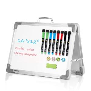 Small Dry Erase White Board – TANKEE Magnetic Desktop Foldable Whiteboard Portable Mini Easel Double Sided on Table Top with Holder for Drawing, Teacher Instruction, Memo Board