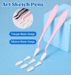 4Pcs Blending Sticks for Drawing, Paper Blending Stumps for Drawing with 40 Replacement Sponge Heads, Sketch Tools for Highlighting Shadowing Correcting