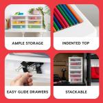 IRIS USA Medium 3-Drawer Desktop Organizer with Open Tray Top, 2 Pack, Plastic Drawer Storage Container for Stationery Art Craft Supplies, White